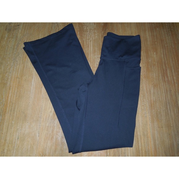 Jockey Pants - Jockey Sport Womens Navy Blue Flare Leg Yoga Pants Pockets JL4226 Size S